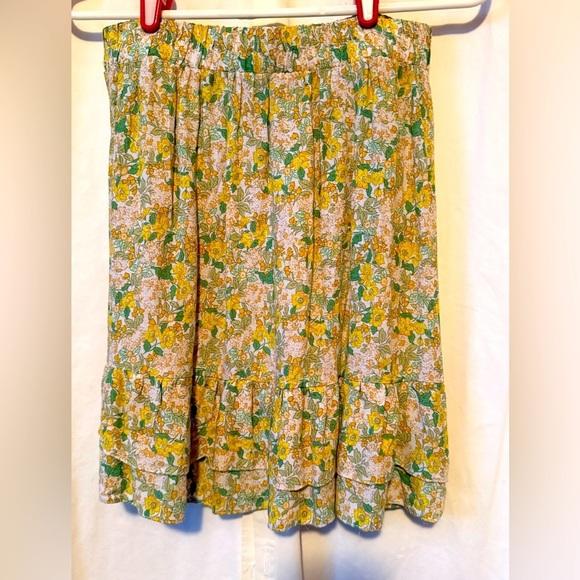 Rachel & Zoe Viscose Ruffled Midi Floral Skirt Women's Sz XS Elastic Waist - Picture 2 of 5